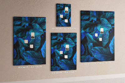 Tablero de corcho para pared Hojas nocturnas en tonos azules