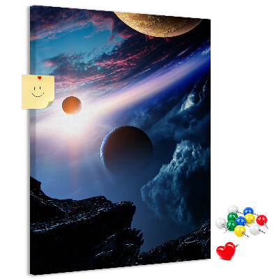 Tablón de corcho Paisaje espacial con planetas y nubes