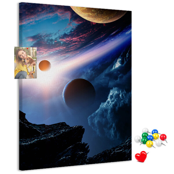 Tablón de corcho Paisaje espacial con planetas y nubes