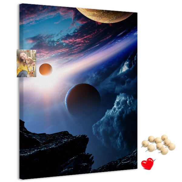 Tablón de corcho Paisaje espacial con planetas y nubes