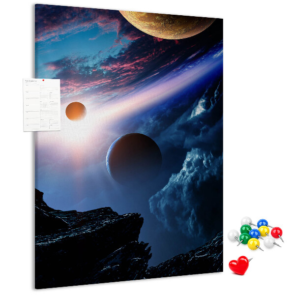 Tablón de corcho Paisaje espacial con planetas y nubes