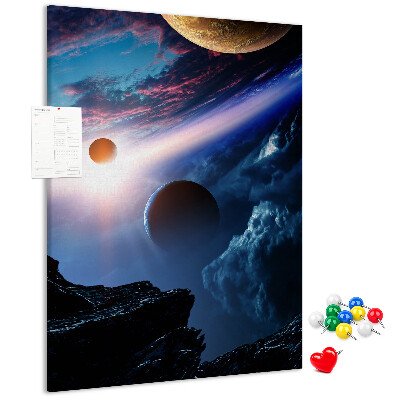 Tablón de corcho Paisaje espacial con planetas y nubes