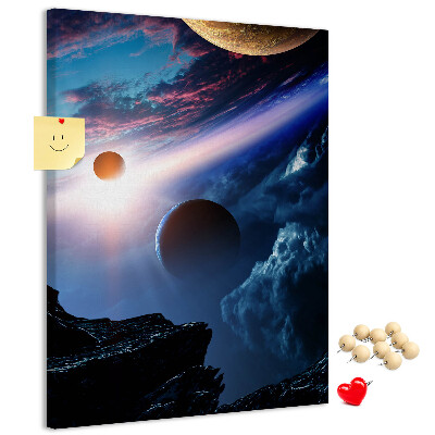 Tablón de corcho Paisaje espacial con planetas y nubes