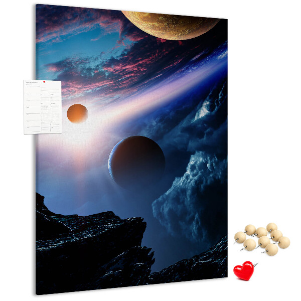 Tablón de corcho Paisaje espacial con planetas y nubes