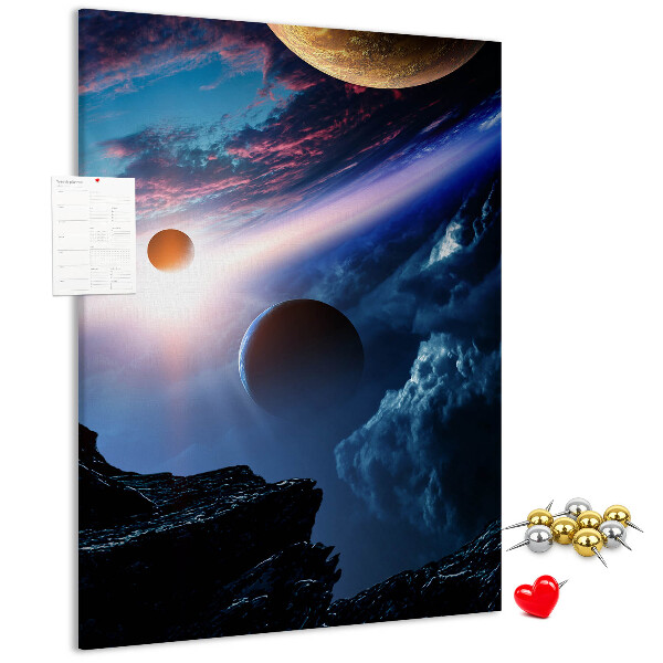 Tablón de corcho Paisaje espacial con planetas y nubes