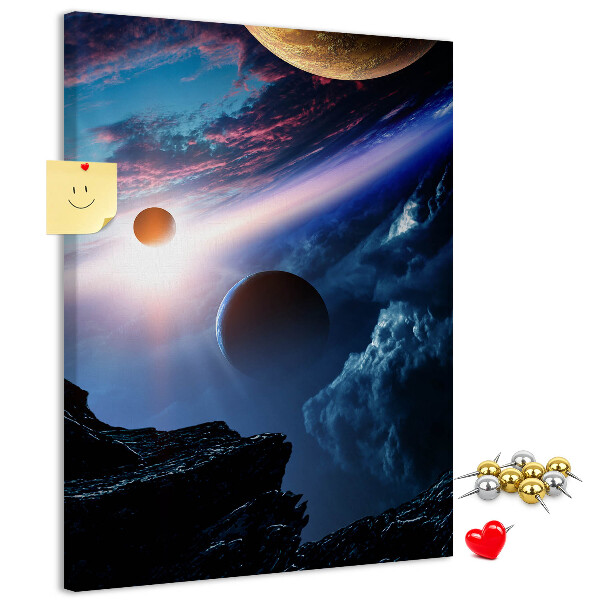 Tablón de corcho Paisaje espacial con planetas y nubes