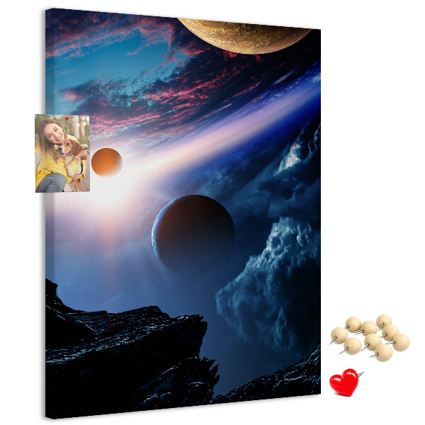 Tablón de corcho Paisaje espacial con planetas y nubes