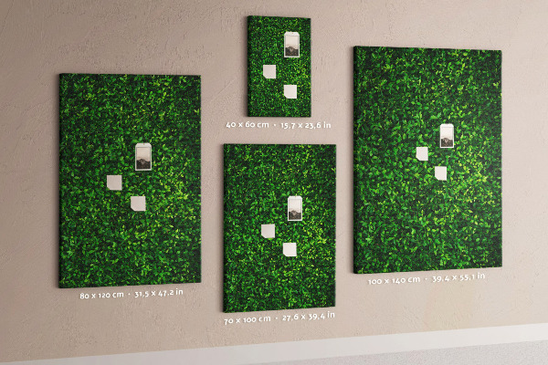 Pizarra de corcho decorativa muro verde denso y frondoso