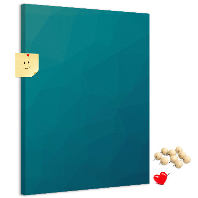 Pizarra de corcho decorativa con diseño de formas geométricas en tonos azules