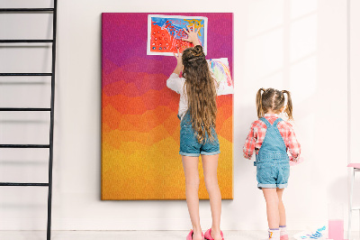 Tablero de corcho para pared con diseño de degradado en tonos naranja y morado