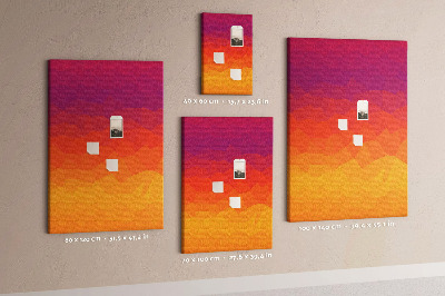 Tablero de corcho para pared con diseño de degradado en tonos naranja y morado