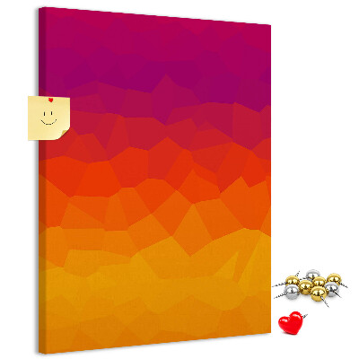 Tablero de corcho para pared con diseño de degradado en tonos naranja y morado