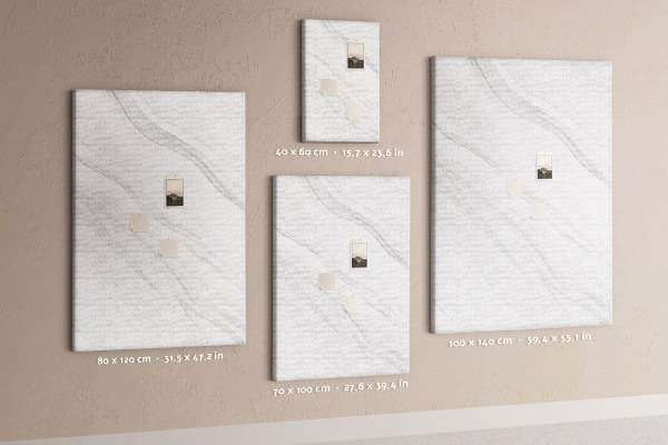 Tablero de corcho para pared Elegante estampado de mármol en tonos grises.