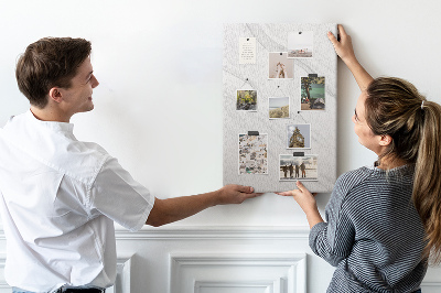 Tablero de corcho para pared Elegante estampado de mármol en tonos grises.