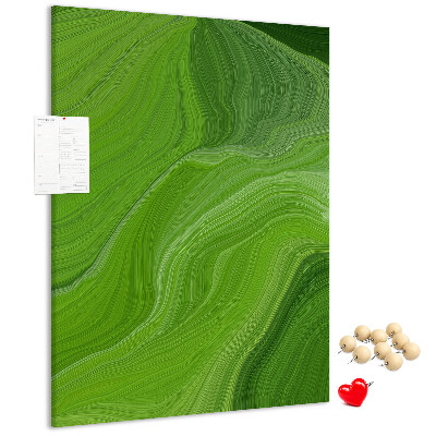 Tablero de corcho Ondas verdes con líneas delicadas