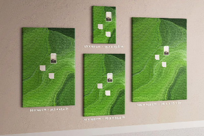 Tablero de corcho Ondas verdes con líneas delicadas