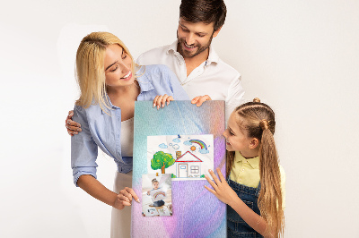 Pizarra de corcho decorativa con diseño de delicadas plumas en tonos pastel