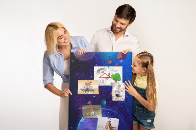 Tablero de corcho para pared con diseño de paisaje espacial de planetas y asteroides