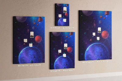 Tablero de corcho para pared con diseño de paisaje espacial de planetas y asteroides