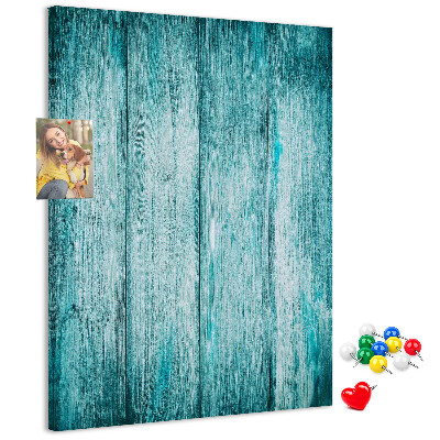 Tablón de corcho con diseño de tablones de madera en color azul soleado