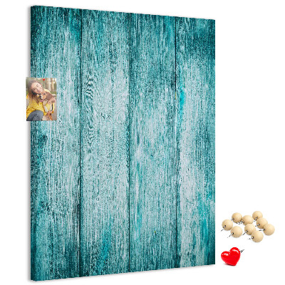 Tablón de corcho con diseño de tablones de madera en color azul soleado