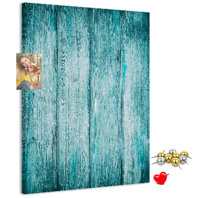 Tablón de corcho con diseño de tablones de madera en color azul soleado