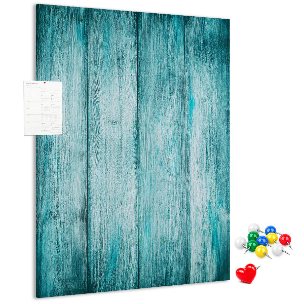 Tablón de corcho con diseño de tablones de madera en color azul soleado