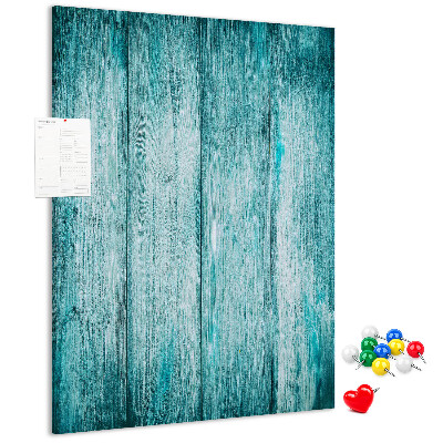 Tablón de corcho con diseño de tablones de madera en color azul soleado