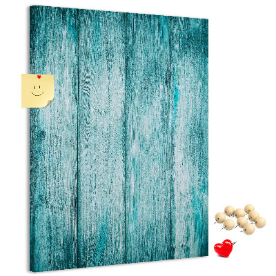 Tablón de corcho con diseño de tablones de madera en color azul soleado