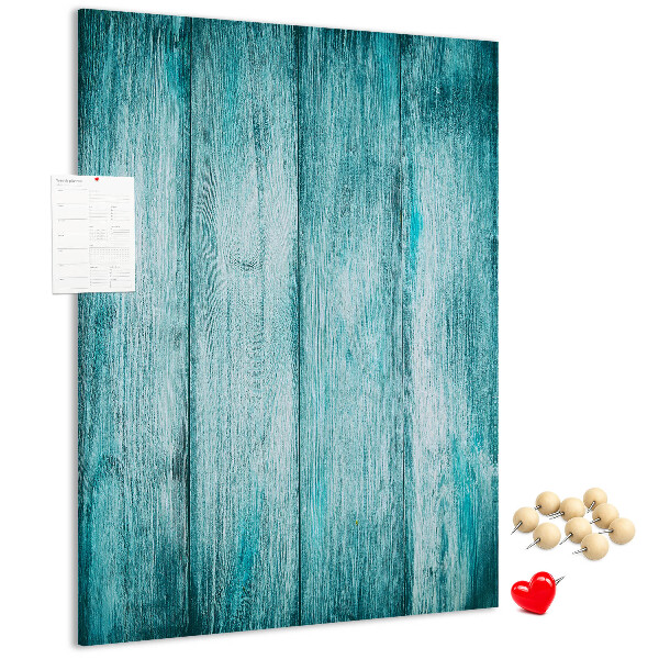 Tablón de corcho con diseño de tablones de madera en color azul soleado