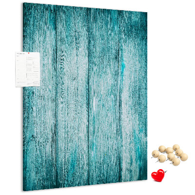 Tablón de corcho con diseño de tablones de madera en color azul soleado