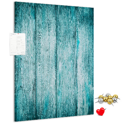 Tablón de corcho con diseño de tablones de madera en color azul soleado