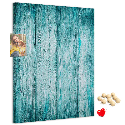 Tablón de corcho con diseño de tablones de madera en color azul soleado