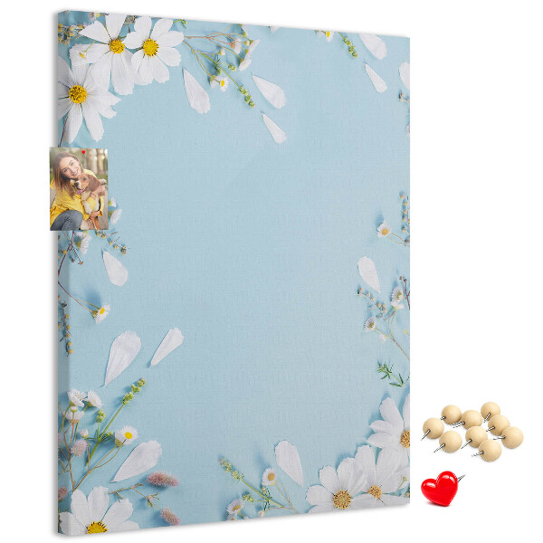 Tablón de corcho Estampado floral sobre fondo azul
