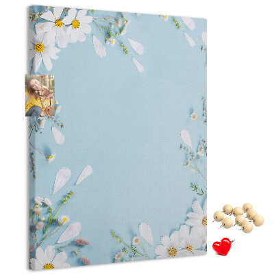 Tablón de corcho Estampado floral sobre fondo azul