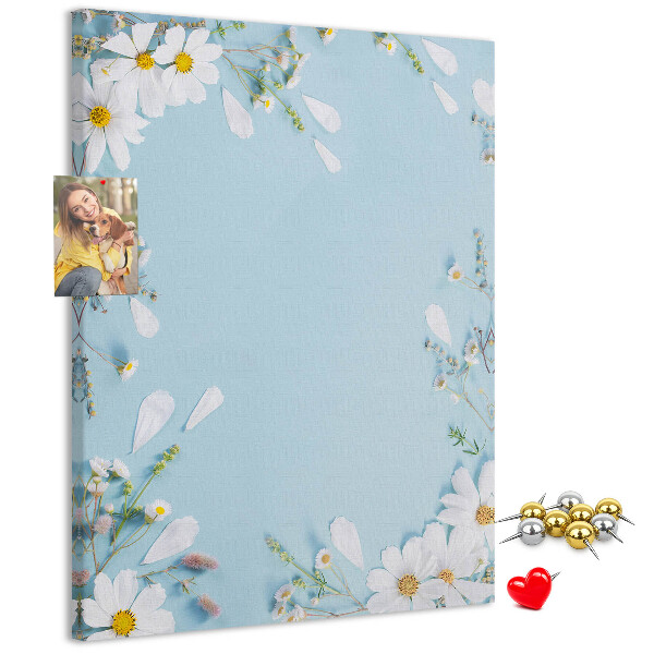 Tablón de corcho Estampado floral sobre fondo azul