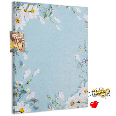 Tablón de corcho Estampado floral sobre fondo azul
