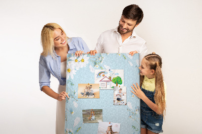 Tablón de corcho Estampado floral sobre fondo azul