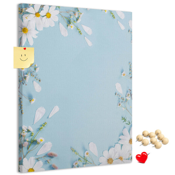 Tablón de corcho Estampado floral sobre fondo azul