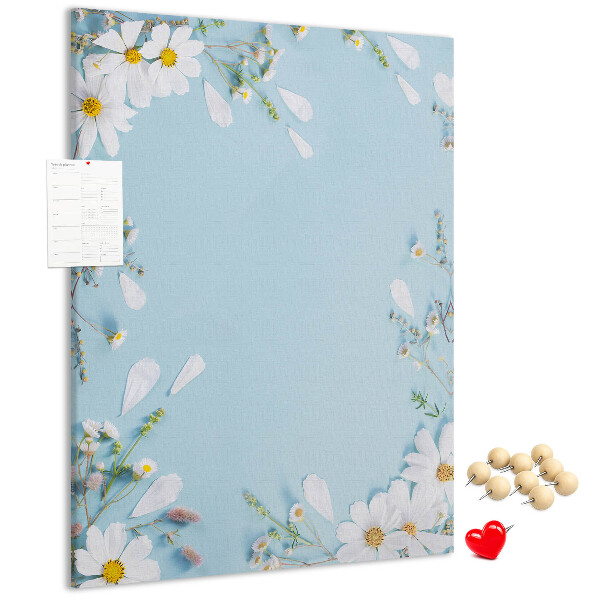 Tablón de corcho Estampado floral sobre fondo azul