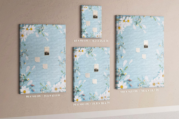Tablón de corcho Estampado floral sobre fondo azul