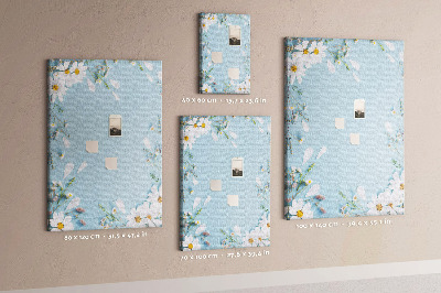 Tablón de corcho Estampado floral sobre fondo azul