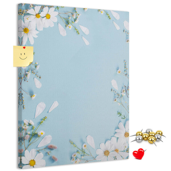 Tablón de corcho Estampado floral sobre fondo azul