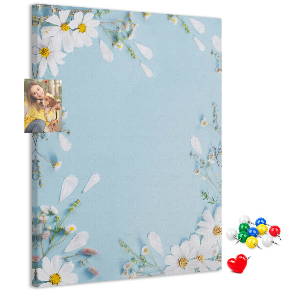 Tablón de corcho Estampado floral sobre fondo azul