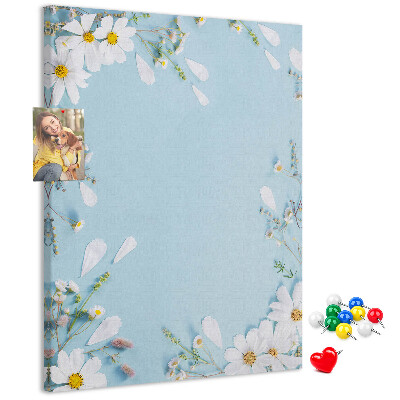 Tablón de corcho Estampado floral sobre fondo azul