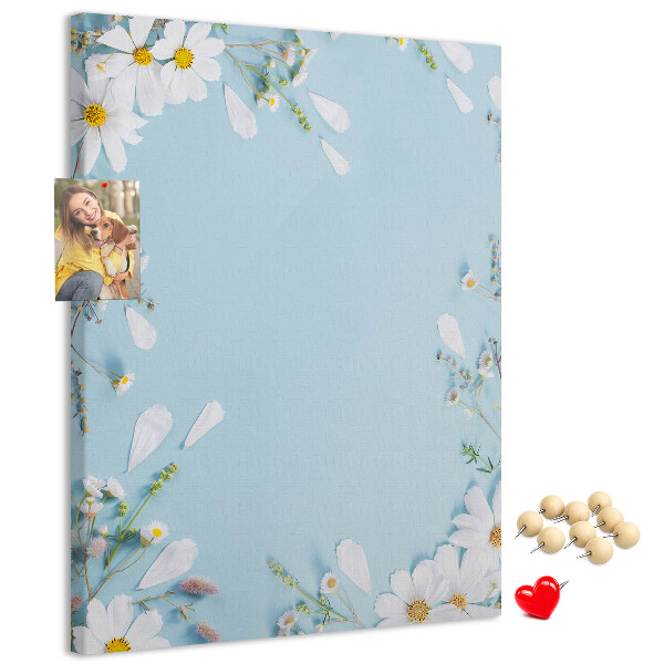 Tablón de corcho Estampado floral sobre fondo azul