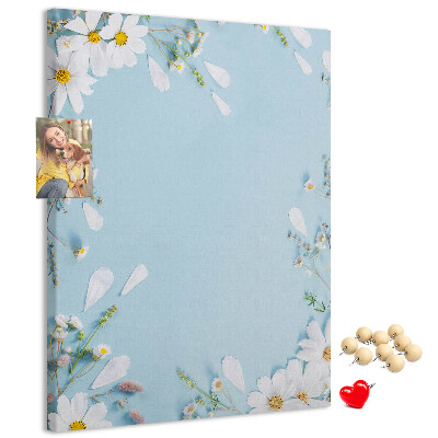 Tablón de corcho Estampado floral sobre fondo azul
