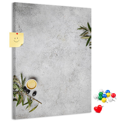 Tablero de corcho Fondo minimalista con un toque de verde oliva.