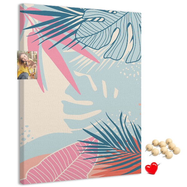 Tablero de corcho para pared Diseño tropical con hojas de palmera