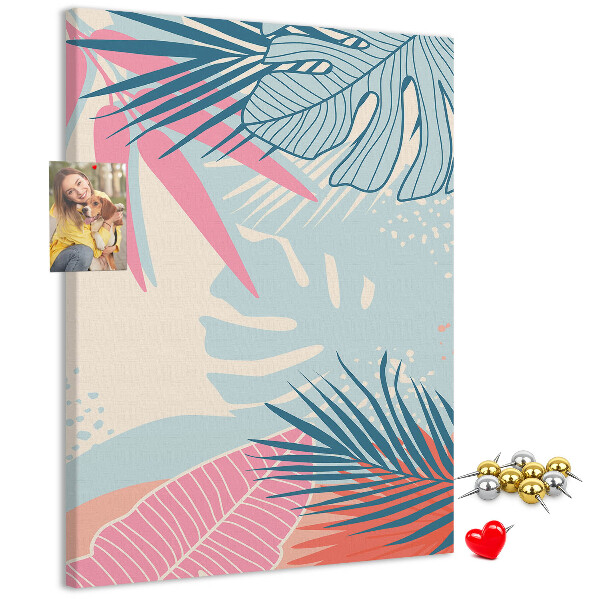 Tablero de corcho para pared Diseño tropical con hojas de palmera